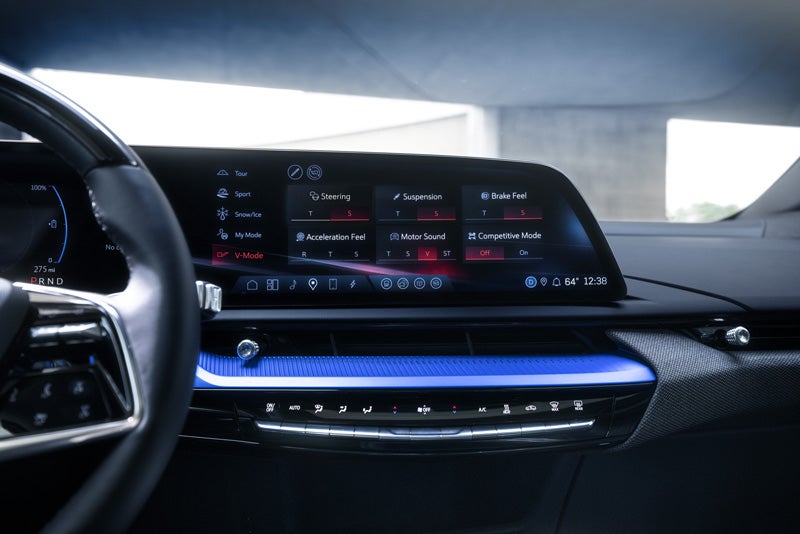 The 2026 OPTIQ-V Display Screen Displaying the V-Mode Settings | Tom Peacock Cadillac in HOUSTON TX