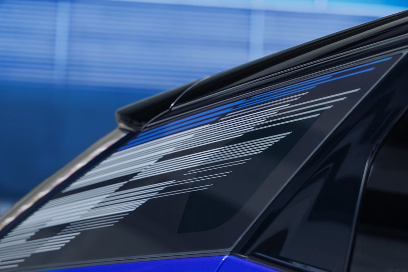 Close-up of the Modern Pattern on the 2026 OPTIQ-V Rear Quarter Glass | Tom Peacock Cadillac in HOUSTON TX
